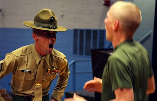 drill instructor participating in behavior modification at a boot camp